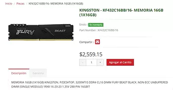 otros electronicos - DDR-4 32gb 3000 pesos