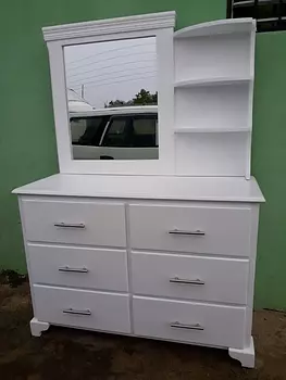 muebles y colchones - Gavetero de seis gaveta con espejo en color blanco 