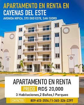 apartamentos - Se renta apartamento en Cayenas del este SAN ISIDR