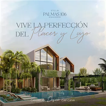 casas vacacionales y villas - Venta de villas en la mejor zona de cap cana con piscina y Jacuzzi de 2,846mts