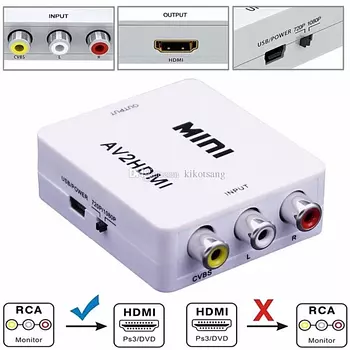 otros electronicos - Convertidor adaptador HDMI a RCA (audio y video)