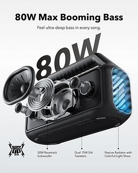 camaras y audio - Bocina Bluetooth Soundcore Boom 2 80W, IPX7, 24h.