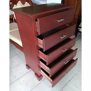 muebles y colchones - Biuro de cinco gavetas en madera color caoba 