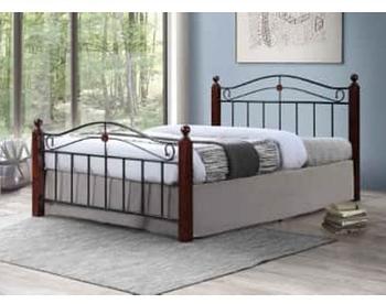 muebles y colchones - BASE CAMA QUEEN METAL 60x75 COLOR CAOBA.