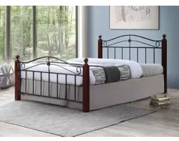 muebles y colchones - BASE CAMA QUEEN METAL 60x75 COLOR CAOBA.