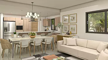 casas - Proyecto en venta Punta Cana #24-1758 tres Hab. jardín privado con piscina.
