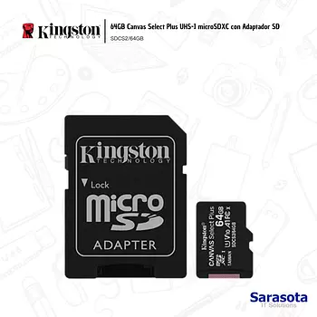 accesorios para electronica - Kingston 64GB Canvas Select Plus UHS-I microSDXC 