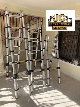herramientas, jardines y exterior - Escalera telescópica en aluminio 