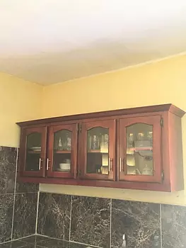 cocina - Gabinete de cuatro puertas para cocina con cristal 