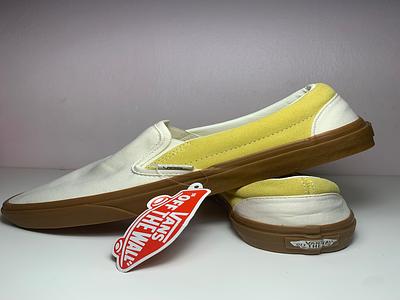 Corotos NUEVOS Vans Unisex Alpargatas Blancas Con Amarillo Suela Marron