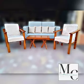 muebles y colchones - Juego de Muebles y sillas angelica madera de caoba comteporaneo tapizado 