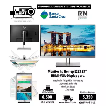 computadoras y laptops - MONITOR HP- ELEGANTE 