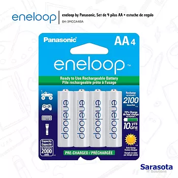 accesorios para electronica - Eneloop by Panasonic, Set de 4 pilas AA + estuche 