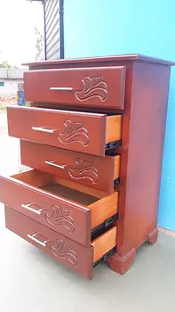 muebles y colchones - Biuro en madera de cinco gavetas 