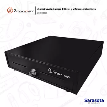 accesorios para electronica - Caja Registradora 4 Billetes y 5 Monedas 2Connet, 2C-CD330G