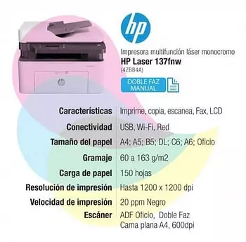 impresoras y scanners - MULTIFUNCIONAL LASER HP MFP M137FNW IMPRESOR, ESCAN,COPIA, WI-FI