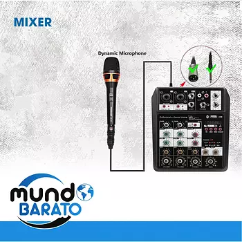 camaras y audio - MEZCLADOR DE AUDIO DE 4 CANALES MIXER USB PORTATIL