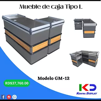 equipos profesionales - Mueble de cobro - Checkout Tipo L - para comercios de Autoservicios.