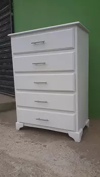 muebles y colchones - Biuro de cinco gavetas en color blanco 