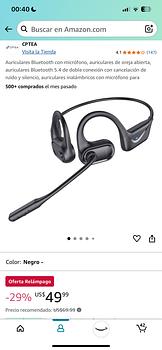 otros electronicos - Auriculares Bluetooth con micrófono, auriculares de oreja abierta,