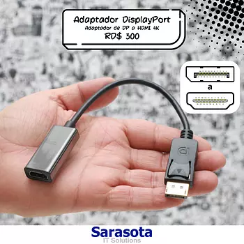 accesorios para electronica - Adaptador de DisplayPort a HDMI resolución 4K DP