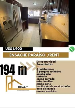 apartamentos - Apartamento  en ensanche paraíso amoblado