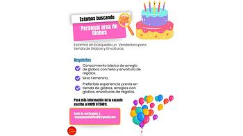 empleos disponibles - Personal para tienda de Regalos y Arreglos de globos