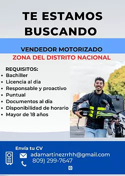 empleos disponibles - Vendedor Motorizado
