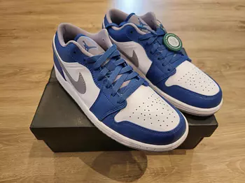 zapatos para hombre - Nike Jordan 1 Low Trainers Azul y Gris SZ 9 US Nuevo