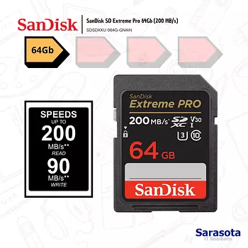 accesorios para electronica - Memoria SD 64Gb SanDisk Extreme Pro (200 MB/s)