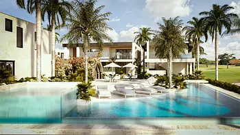 casas vacacionales y villas - Venta de villas Luxury en Juan dolio frente al campo de golf y menbresia 437mts