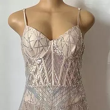 ropa para mujer - Vestido Gala Rose Gold con encajes lentejuelas completo. Negociable. 