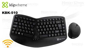 computadoras y laptops - TECLADO MOUSE KLIPX, INALAMBRICO, ERGONOMICO, MULTIMEDIA, BLACK, ESPAÑOL