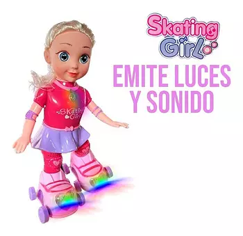 juguetes - Patinadora juguete con musica y luces, electrica, Muñeca Patinadora