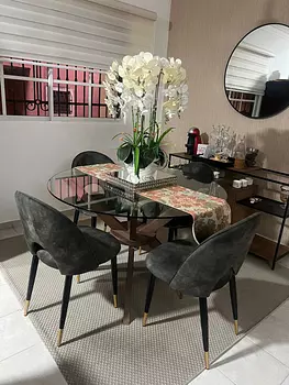 muebles y colchones - Alfombra color champagne bordado fuerte
