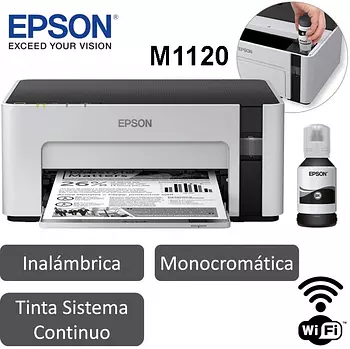 impresoras y scanners - IMPRESORA EPSON ECOTANK M1120, MONO TANQUE, IMPRIME, INALAMBRICA, BLANCO Y NEGRO