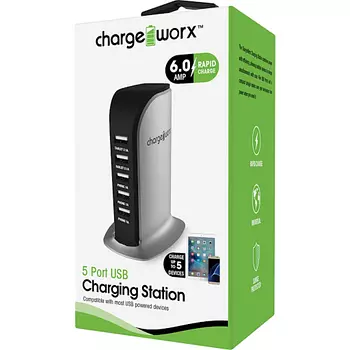 computadoras y laptops - CARGADOR USB DE 5 PUERTOS (6.0AMP), CHARGING STATION, CHARGEWORX COMPATIBLE CON 