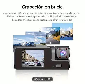 camaras y audio - Cámara para auto con lente dual frontal e interior.