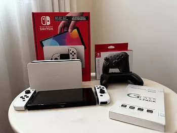 consolas y videojuegos - Nintendo Switch OLED + ProController + 4 Juegos