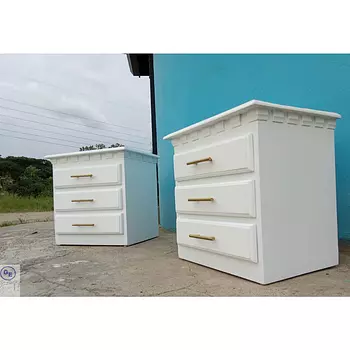 muebles y colchones - Mesas de noche en caoba color blanco 