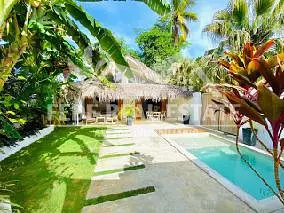 casas vacacionales y villas - VILLA DE 3 HABITACIONES CON 2 BUNGALÓS Y PISCINA PRIVADA - LAS TERRENAS
