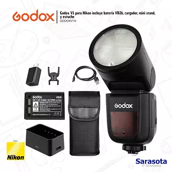 accesorios para electronica - Godox V1 para Nikon incluye accesorios