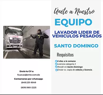 empleos disponibles - LAVADOR LIDER DE VEHICULOS PESADOS
