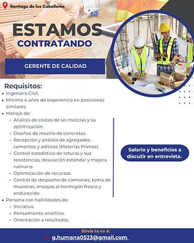 empleos disponibles - Gerente de Calidad